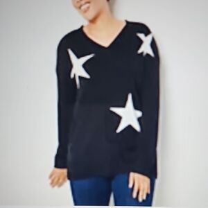 LAURIE FELT Cashmere Blend Intarsia V-neck Sweater